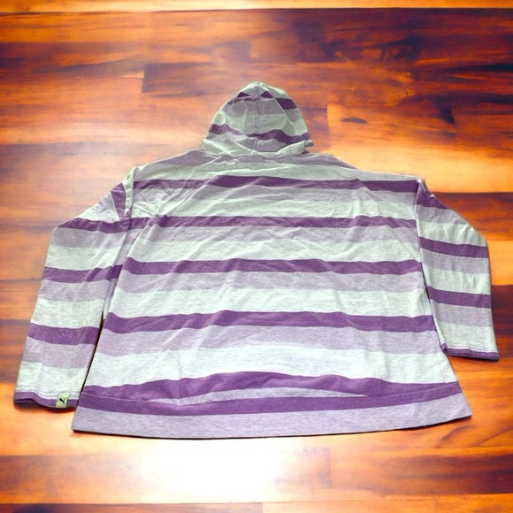 PUMA Women’s Purple Stripped Long Sleeve Hooded Shirt- Large - Picture 5 of 6